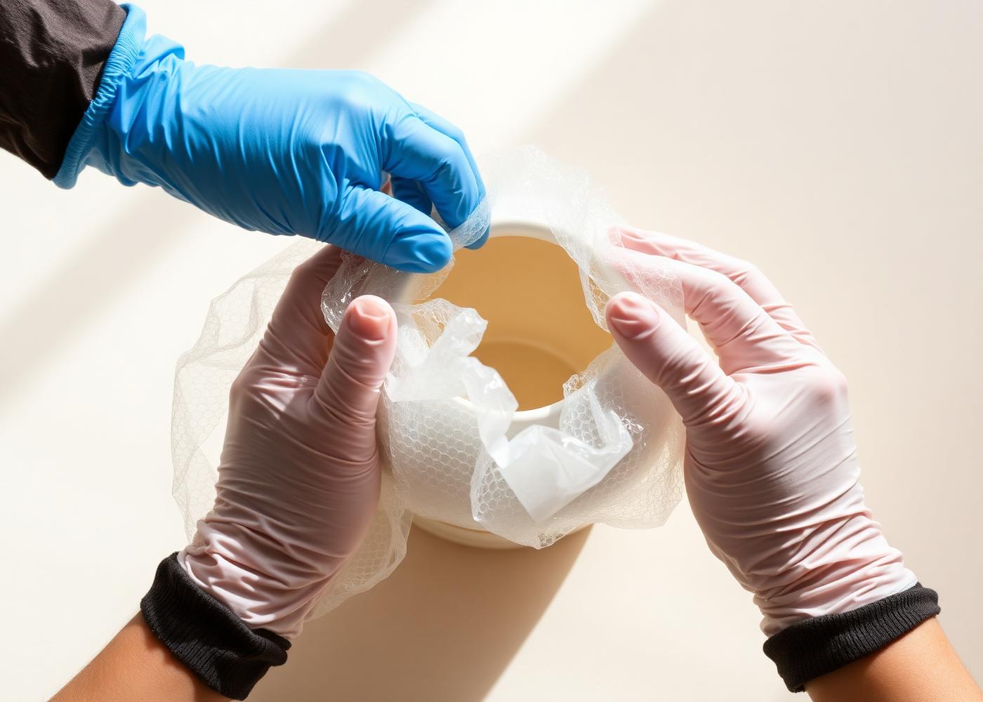 Careful packing of fragile items with premium materials